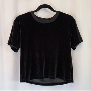VS Pink Black Boxy Velvet Tee - Size XSmall
